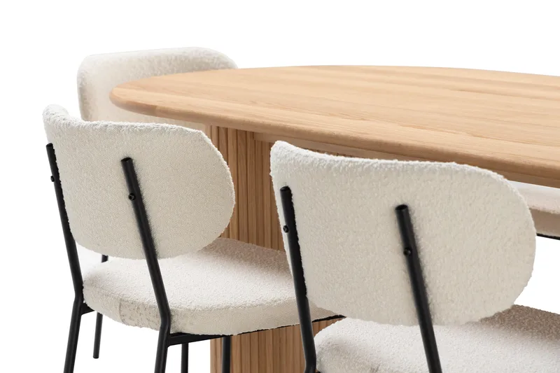 Noira Spisebord 220 cm Eik med 6 Gemmiano Spisestoler - Natur - Møbler - Bord - Spisegruppe