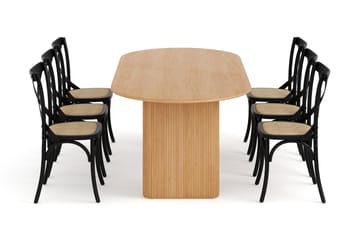 Noira Spisebord 220 cm Eik med 6 Kalb Spisestoler - Brun - Møbler - Bord - Spisegruppe