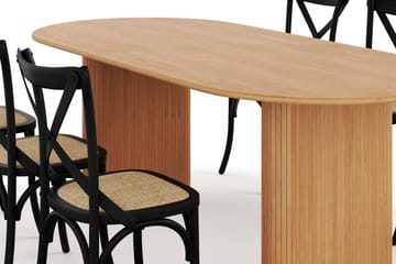 Noira Spisebord 220 cm Eik med 6 Kalb Spisestoler - Brun - Møbler - Bord - Spisegruppe