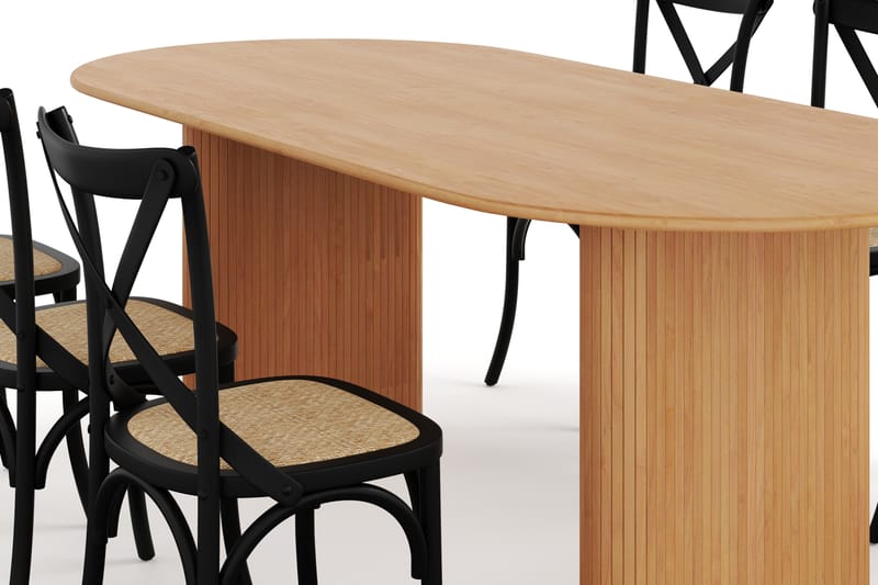 Noira Spisebord 220 cm Eik med 6 Kalb Spisestoler - Brun - Møbler - Bord - Spisegruppe