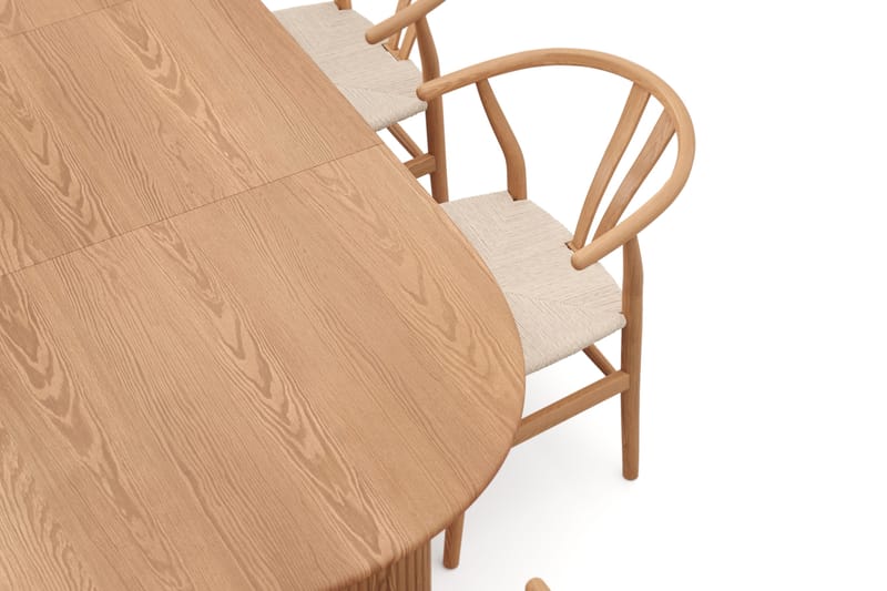 Noira spisegruppe, uttrekkbar 160–220 cm, eik med 6 Dastoori spisestoler - Eik - Møbler - Bord - Spisegruppe