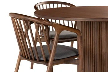 Noira Spisegruppe 120 cm Rundt Spisebord med 4 Noira Stoler - Valnøtt - Møbler - Bord - Spisegruppe