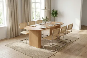 Noira spisegruppe rektangulær 180 cm eik med 6 Build spisestoler - Eik - Møbler - Bord - Spisegruppe