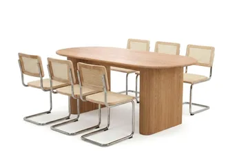 Noira spisegruppe rektangulær 180 cm eik med 6 Build spisestoler - Eik - Møbler - Bord - Spisegruppe