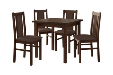 Patrickswell kvadratisk spisegruppe 80x80 cm – Spisebord med 4 spisestoler i tre med polstret rygg - Mørkebrun|Brun - Møbler - Bord - Spisegruppe