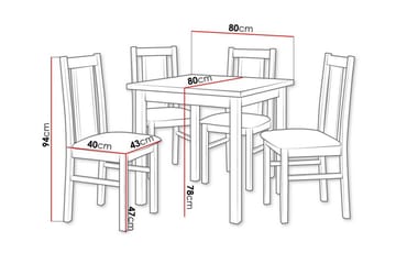 Patrickswell kvadratisk spisegruppe 80x80 cm – Spisebord med 4 spisestoler i tre med polstret rygg - Mørkebrun|Brun - Møbler - Bord - Spisegruppe