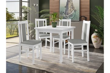 Patrickswell kvadratisk spisegruppe 80x80 cm – Spisebord med 4 spisestoler i tre med polstret rygg - Hvit|Grå - Møbler - Bord - Spisegruppe