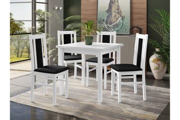 Patrickswell kvadratisk spisegruppe 80x80 cm – Spisebord med 4 spisestoler i tre med polstret rygg - Hvit|Svart - Møbler - Bord - Spisegruppe