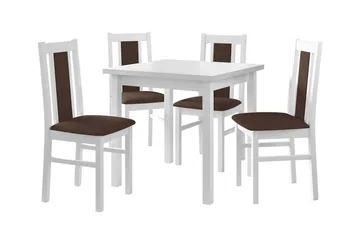 Patrickswell Kvadratisk Spisegruppe 80x80 cm – Spisebord med 4 Spisestoler med Trukket Rygg i Tre - Hvit|Brun - Møbler - Bord - Spisegruppe