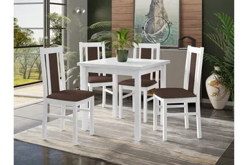 Patrickswell Kvadratisk Spisegruppe 80x80 cm – Spisebord med 4 Spisestoler med Trukket Rygg i Tre - Hvit|Brun - Møbler - Bord - Spisegruppe