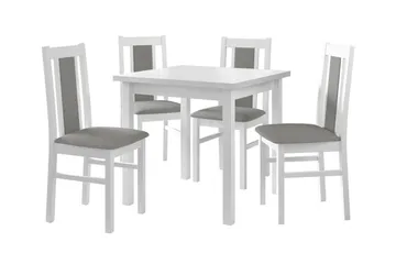 Patrickswell Kvadratisk Spisegruppe 80x80 cm – Spisebord med 4 Spisestoler med Trukket Rygg i Tre - Hvit|Grå - Møbler - Bord - Spisegruppe