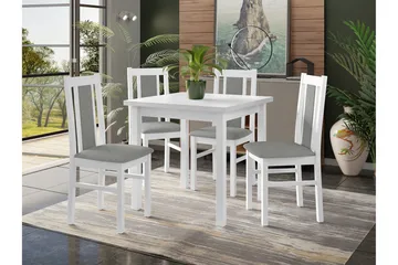 Patrickswell Kvadratisk Spisegruppe 80x80 cm – Spisebord med 4 Spisestoler med Trukket Rygg i Tre - Hvit|Grå - Møbler - Bord - Spisegruppe