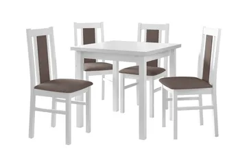 Patrickswell Kvadratisk Spisegruppe 80x80 cm – Spisebord med 4 Spisestoler med Trukket Rygg i Tre - Hvit|Gråbrun - Møbler - Bord - Spisegruppe