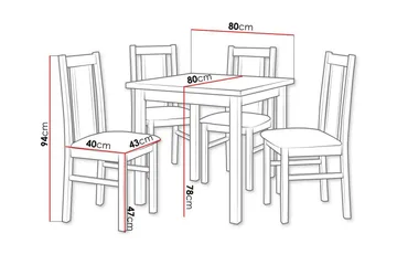 Patrickswell Kvadratisk Spisegruppe 80x80 cm – Spisebord med 4 Spisestoler med Trukket Rygg i Tre - Hvit|Svart - Møbler - Bord - Spisegruppe