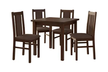 Patrickswell Kvadratisk Spisegruppe 80x80 cm – Spisebord med 4 Spisestoler med Trukket Rygg i Tre - Mørkebrun|Brun - Møbler - Bord - Spisegruppe