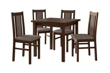 Patrickswell Kvadratisk Spisegruppe 80x80 cm – Spisebord med 4 Spisestoler med Trukket Rygg i Tre - Mørkebrun|Gråbrun - Møbler - Bord - Spisegruppe
