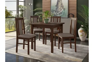 Patrickswell Kvadratisk Spisegruppe 80x80 cm – Spisebord med 4 Spisestoler med Trukket Rygg i Tre - Mørkebrun|Gråbrun - Møbler - Bord - Spisegruppe