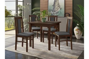 Patrickswell Kvadratisk Spisegruppe 80x80 cm – Spisebord med 4 Spisestoler med Trukket Rygg i Tre - Mørkebrun|Mørkegrå - Møbler - Bord - Spisegruppe