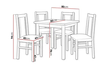 Patrickswell Kvadratisk Spisegruppe 80x80 cm – Spisebord med 4 Spisestoler med Trukket Rygg i Tre - Mørkebrun|Mørkegrå - Møbler - Bord - Spisegruppe