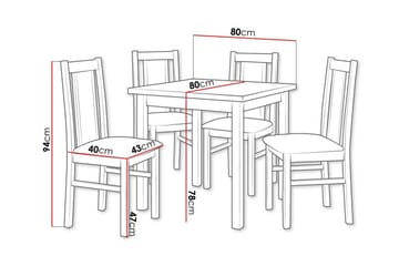 Patrickswell Kvadratisk Spisegruppe 80x80 cm – Spisebord med 4 Spisestoler med Trukket Rygg i Tre - Mørkebrun|Olivengrønn - Møbler - Bord - Spisegruppe