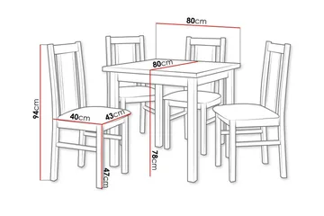 Patrickswell Kvadratisk Spisegruppe 80x80 cm – Spisebord med 4 Spisestoler med Trukket Rygg i Tre - Natur|Gråbrun - Møbler - Bord - Spisegruppe