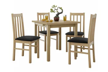 Patrickswell kvadratisk uttrekkbar spisegruppe 80–110 cm – Spisebord med 4 spisestoler i tre med høy spilerygg - Natur|Svart - Møbler - Bord - Spisegruppe