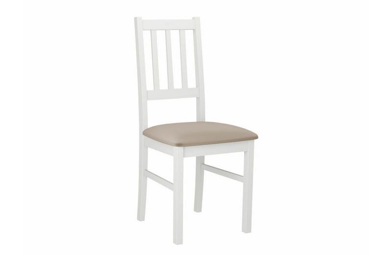 Patrickswell kvadratisk uttrekkbar spisegruppe 80–110 cm – Spisebord med 4 spisestoler i tre med spilerygg - Hvit|Beige - Møbler - Bord - Spisegruppe