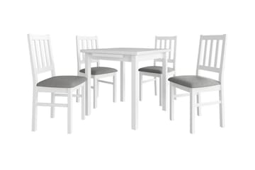 Patrickswell kvadratisk uttrekkbar spisegruppe 80–110 cm – Spisebord med 4 spisestoler i tre med spilerygg - Hvit|Grå - Møbler - Bord - Spisegruppe
