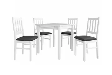 Patrickswell kvadratisk uttrekkbar spisegruppe 80–110 cm – Spisebord med 4 spisestoler i tre med spilerygg - Hvit|Mørkegrå - Møbler - Bord - Spisegruppe