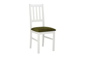 Patrickswell kvadratisk uttrekkbar spisegruppe 80–110 cm – Spisebord med 4 spisestoler i tre med spilerygg - Hvit|Olivengrønn - Møbler - Bord - Spisegruppe