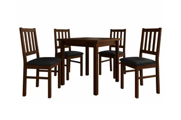 Patrickswell kvadratisk uttrekkbar spisegruppe 80–110 cm – Spisebord med 4 spisestoler i tre med spilerygg - Mørkebrun|Svart - Møbler - Bord - Spisegruppe