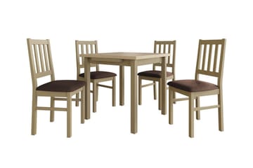 Patrickswell kvadratisk uttrekkbar spisegruppe 80–110 cm – Spisebord med 4 spisestoler i tre med spilerygg - Natur|Brun - Møbler - Bord - Spisegruppe