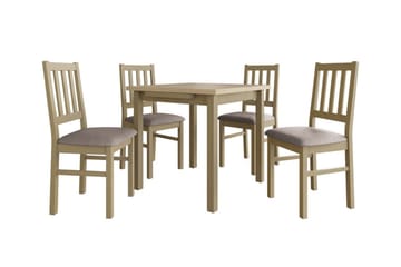 Patrickswell kvadratisk uttrekkbar spisegruppe 80–110 cm – Spisebord med 4 spisestoler i tre med spilerygg - Natur|Gråbrun - Møbler - Bord - Spisegruppe