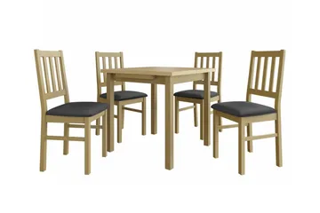 Patrickswell kvadratisk uttrekkbar spisegruppe 80–110 cm – Spisebord med 4 spisestoler i tre med spilerygg - Natur|Mørkegrå - Møbler - Bord - Spisegruppe