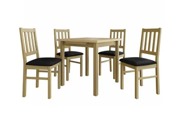 Patrickswell kvadratisk uttrekkbar spisegruppe 80–110 cm – Spisebord med 4 spisestoler i tre med spilerygg - Natur|Svart - Møbler - Bord - Spisegruppe