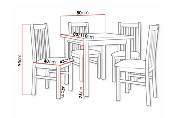 Patrickswell Kvadratisk Uttrekkbar Spisegruppe 80–110 cm – Spisebord med 4 Spisestoler med Høy Spilerygg i Tre - Natur|Brun - Møbler - Bord - Spisegruppe
