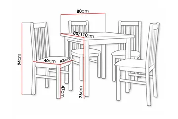 Patrickswell Kvadratisk Uttrekkbar Spisegruppe 80–110 cm – Spisebord med 4 Spisestoler med Høy Spilerygg i Tre - Natur|Grå - Møbler - Bord - Spisegruppe