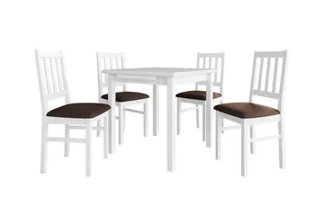 Patrickswell Kvadratisk Uttrekkbar Spisegruppe 80–110 cm – Spisebord med 4 Spisestoler med Spilerygg i Tre - Hvit|Brun - Møbler - Bord - Spisegruppe