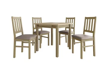 Patrickswell Kvadratisk Uttrekkbar Spisegruppe 80–110 cm – Spisebord med 4 Spisestoler med Spilerygg i Tre - Natur|Gråbrun - Møbler - Bord - Spisegruppe