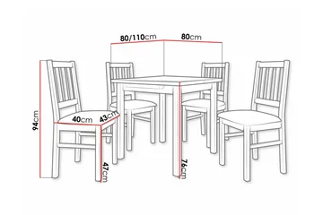 Patrickswell Kvadratisk Uttrekkbar Spisegruppe 80–110 cm – Spisebord med 4 Spisestoler med Sprinklet Rygg i Tre - Mørkebrun|Brun - Møbler - Bord - Spisegruppe