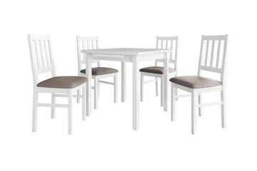 Patrickswell Kvadratisk Uttrekkbar Spisegruppe 80–110 cm – Spisebord med 4 Spisestoler med Sprosserygg i Tre - Hvit|Gråbrun - Møbler - Bord - Spisegruppe