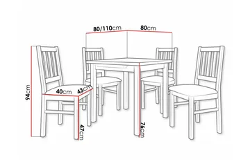 Patrickswell Kvadratisk Uttrekkbar Spisegruppe 80–110 cm – Spisebord med 4 Spisestoler med Sprosserygg i Tre - Hvit|Gråbrun - Møbler - Bord - Spisegruppe