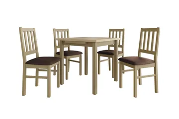 Patrickswell Kvadratisk Uttrekkbar Spisegruppe 80–110 cm – Spisebord med 4 Spisestoler med Sprosserygg i Tre - Natur|Brun - Møbler - Bord - Spisegruppe