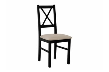 Patrickswell rektangulær uttrekkbar spisegruppe 140–180 cm – Spisebord med eikeutseende og 6 spisestoler med kryssrygg i tre - Svart|Beige|Natur - Møbler - Bord - Spisegruppe
