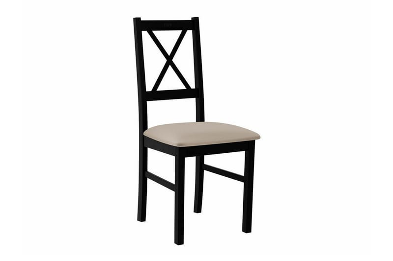 Patrickswell rektangulær uttrekkbar spisegruppe 140–180 cm – Spisebord med eikeutseende og 6 spisestoler med kryssrygg i tre - Svart|Beige|Natur - Møbler - Bord - Spisegruppe