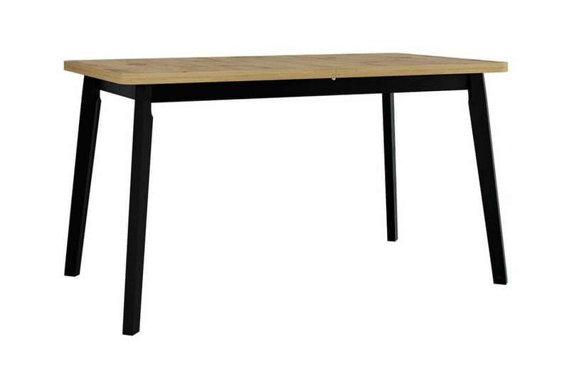 Patrickswell rektangulær uttrekkbar spisegruppe 140–180 cm – Spisebord med eikeutseende og 6 polstrede spisestoler med vinklede ben - Svart|Beige|Natur - Møbler - Bord - Spisegruppe