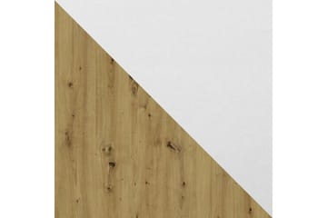 Patrickswell rektangulær uttrekkbar spisegruppe 140–180 cm – Spisebord med eikeutseende og 6 polstrede spisestoler med vinklede ben - Hvit|Svart|Natur - Møbler - Bord - Spisegruppe