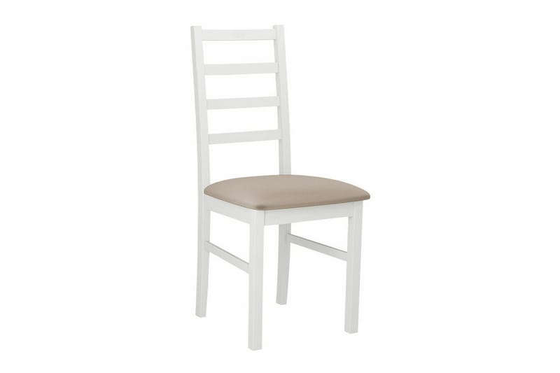 Patrickswell rektangulær uttrekkbar spisegruppe 160–200 cm – Spisebord med 6 spisestoler med stigerygg i tre - Hvit|Beige - Møbler - Bord - Spisegruppe