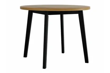Patrickswell Rund Spisegruppe 100 cm – Spisebord med Eikeutseende og 4 Spisestoler med Trukket Rygg i Tre - Svart - Møbler - Bord - Spisegruppe