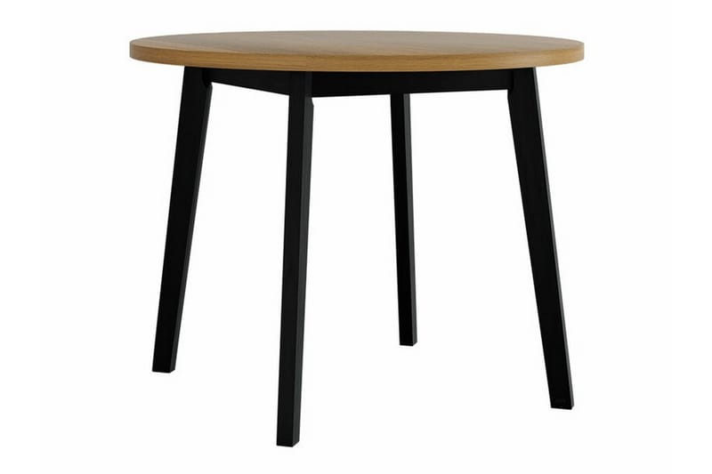 Patrickswell Rund Spisegruppe 100 cm – Spisebord med Eikeutseende og 4 Spisestoler med Trukket Rygg i Tre - Svart - Møbler - Bord - Spisegruppe